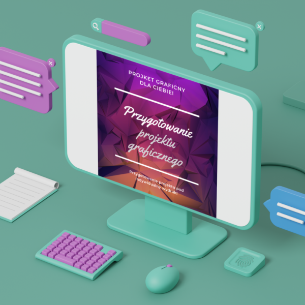 monitor na zielonym tle, indywidualny projekt graficzny